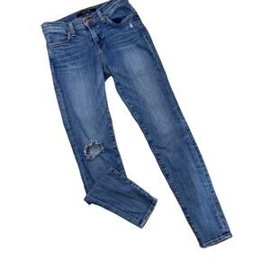 J BRAND 620 Mid Rise Jeans SUPER SKINNY in Revenge Ripped Destroyed Womens 25